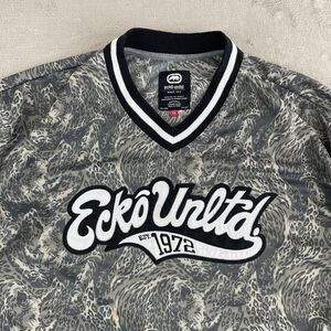 Ecko Unltd 1972 SpellOut Jersey Men 2XL Grey Rhinos‎ AOP Short Sleeve Y2K RARE